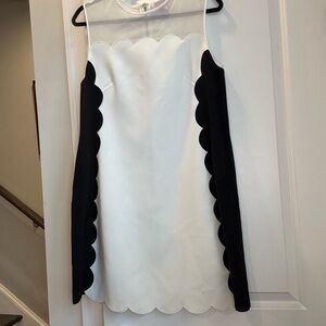 Ted Baker Black and White Scalloped Mini Dress